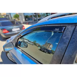 Set of front and rear wind deflectors suitable for Ford Focus estate 2004-2011, with 5 doors, dark smoked, 4 pieces-image-6335135