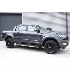 Set of front and rear wind deflectors suitable for Ford Ranger 2011-2023, with 4 doors, dark smoked, 4 pieces-image-6335204