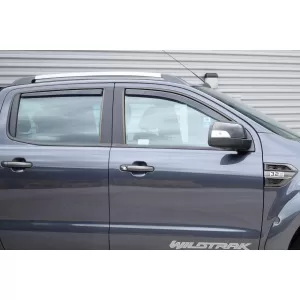 Set of front and rear wind deflectors suitable for Ford Ranger 2011-2023, with 4 doors, dark smoked, 4 pieces-image-6335206