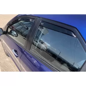 Set of front and rear wind deflectors suitable for Honda Civic VIII hatchback 2006-2012, with 5 doors, dark smoked, 4 pieces-image-6335258