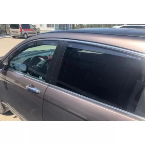 Set of front and rear wind deflectors suitable for Honda CR-V 2007-2012, with 5 doors, dark smoked, 4 pieces-image-6335271