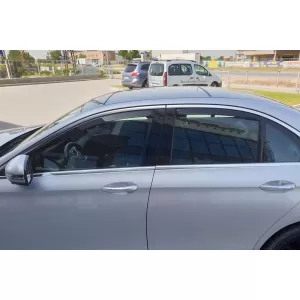 Set of front and rear wind deflectors suitable for Mercedes E class W213 after 2016, with 4 doors, dark smoked, 4 pieces-image-6335680