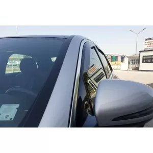 Set of front and rear wind deflectors suitable for Mercedes E class W213 after 2016, with 4 doors, dark smoked, 4 pieces-image-6335681