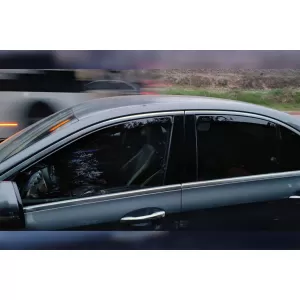 Set of front and rear wind deflectors suitable for Mercedes E class W213 after 2016, with 4 doors, dark smoked, 4 pieces-image-6335684