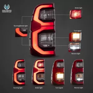 Rücklichtsatz geeignet für Toyota Hilux Revo 2015-2020 mit LED-Leistenanimation rot/Kristall VLAND-image-6337007