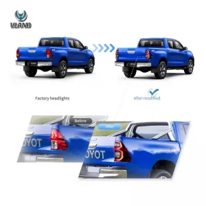 Rücklichtsatz geeignet für Toyota Hilux Revo 2015-2020 mit LED-Leistenanimation rot/Kristall VLAND-image-6337011