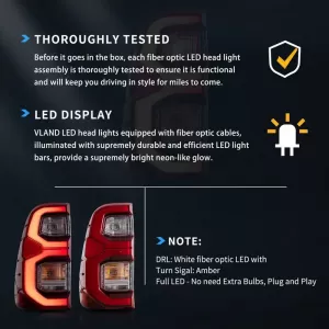 Rücklichtsatz geeignet für Toyota Hilux Revo 2015-2020 mit LED-Leistenanimation rot/Kristall VLAND-image-6337014