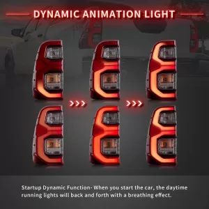 Rücklichtsatz geeignet für Toyota Hilux Revo 2015-2020 mit LED-Leistenanimation rot/Kristall VLAND-image-6337015
