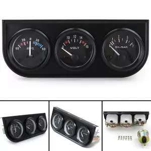 set retro negru cu manometre suplimentare de 52mm pentru voltaj, presiune ulei, curent, amperi, youngtimer-image-6337157