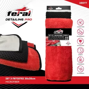 Microfiber Drying Towel Detailing Pro Feral 35X35cm Set 3 Pcs-image-6337408