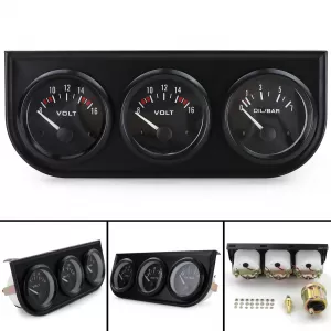 Additional instruments 3-piece set oil temperature volt oil pressure youngtimer retro black-image-6337564