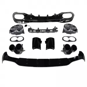Rear Bumper Diffuser suitable for Mercedes-Benz CLA W118 C118 19+ A Design Look for a Design Sport Line Version Bumpers Set with Round Black Exhaust Tips