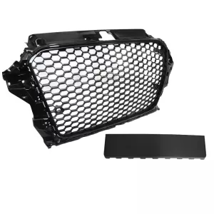 Front Grille suitable for Audi A3 12-16 RS3 Look Honeycomb Glossy Black 1 Pc-image-6338840