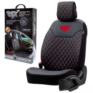 Semi Seat Cover suitable for Otom RSX Diamond Embroidered PVC Black With Red Stitch RSXD-101 1 Piece