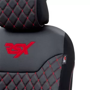Semi Seat Cover suitable for Otom RSX Diamond Embroidered PVC Black With Red Stitch RSXD-101 1 Piece