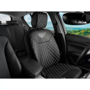 Semi Seat Cover suitable for Otom RSX Diamond Embroidered PVC Black With Red Stitch RSXD-101 1 Piece