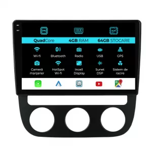 Dedicated Navigation suitable for Volkswagen Golf 5 (2004 - 2009), QuadCore, 10 Inch, 4Gb RAM, 64Gb Storage, Android Auto, Carplay