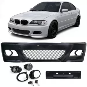 Front Stoßstange Sport + ABE + Nebelscheinwerfer für BMW E46 Coupe Cabrio-image-6339769