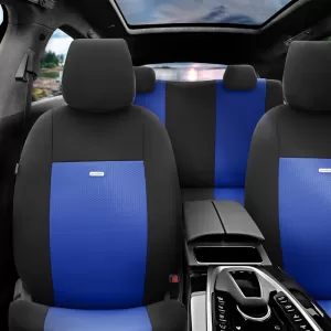 Seat Covers Otom Flex Design Universal Cotton Rachel Front / Rear Set 10 Pieces Black / Blue FLX-107