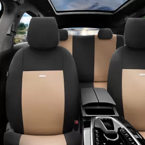 Seat Covers Otom Flex Design Universal Cotton Rachel Front / Rear Set 10 Pieces Black / Beige FLX-103