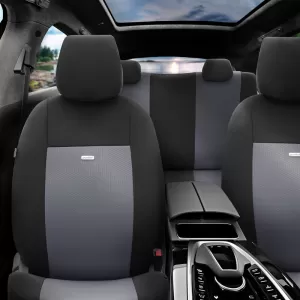 Seat Covers Otom Flex Design Universal Cotton Rachel Front / Rear Set 10 Pieces Black / Gray FLX-102