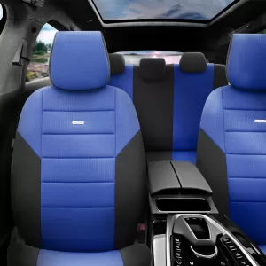 Seat Covers Otom One Design Universal Cotton Rachel Front / Rear Set 10 Pieces Black / Blue ONE-107