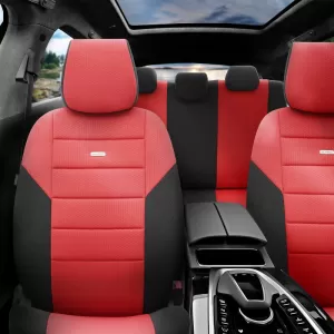 Seat Covers Otom One Design Universal Cotton Rachel Front / Rear Set 10 Pieces Black / Red ONE-104