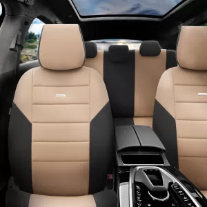 Seat Covers Otom One Design Universal Cotton Rachel Front / Rear Set 10 Pieces Black / Beige ONE-103