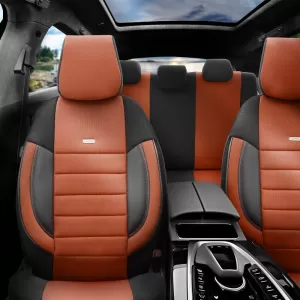 Seat Covers Otom Pro Design Universal Cotton Rachel / Artificial Leather Front / Rear Set 11 Pieces Black / Camel PRO-106