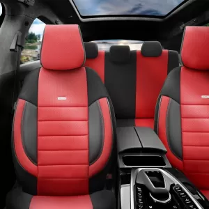 Seat Covers Otom Pro Design Universal Cotton Rachel / Artificial Leather Front / Rear Set 11 Pieces Black / Red PRO-104