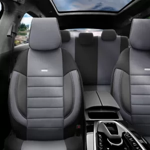Seat Covers Otom Pro Design Universal Cotton Rachel / Artificial Leather Front / Rear Set 11 Pieces Black / Gray PRO-102