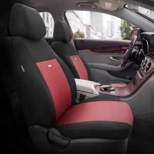 Seat Covers Otom Flex Design Universal Cotton Rachel Front / Rear Set 10 Pieces Black / Maroon FLX-105