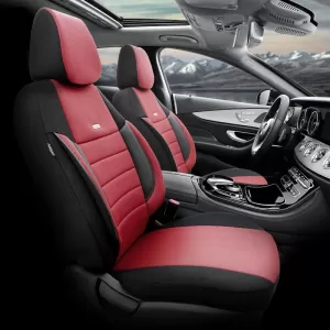Seat Covers Otom Pro Design Universal Cotton Rachel / Artificial Leather Front / Rear Set 11 Pieces Black / Maroon PRO-105