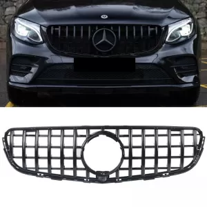Front Grille suitable for Mercedes-Benz GLC-Class X253 15-19 Pre-Facelift GTR Panamericana Design Glossy Black