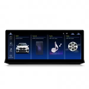 Navigation system suitable for BMW 5 Series E60 E61, M5 (2003-2010), Linux OS OEM, CCC variant, CarPlay Android Auto Wireless, MirrorLink, AHD Camera, 12.3 Inch
