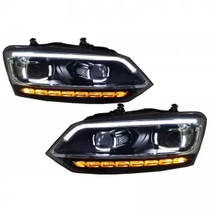 Headlights Set suitable for VW Polo 6R/6C 09-17 DRL Passat Matrix Look & Dynamic Signal Full LED With Motor Carrier