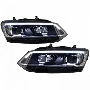 Headlights Set suitable for VW Polo 6R/6C 09-17 DRL Passat Matrix Look & Dynamic Signal Full LED With Motor Carrier