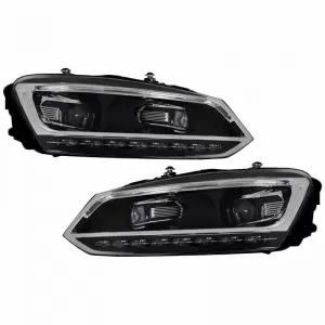 Headlights Set suitable for VW Polo 6R/6C 09-17 DRL Passat Matrix Look & Dynamic Signal Full LED With Motor Carrier
