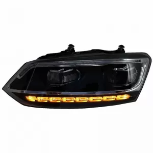 Headlights Set suitable for VW Polo 6R/6C 09-17 DRL Passat Matrix Look & Dynamic Signal Full LED With Motor Carrier