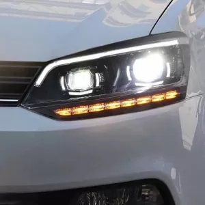 Headlights Set suitable for VW Polo 6R/6C 09-17 DRL Passat Matrix Look & Dynamic Signal Full LED With Motor Carrier