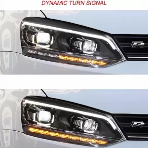 Headlights Set suitable for VW Polo 6R/6C 09-17 DRL Passat Matrix Look & Dynamic Signal Full LED With Motor Carrier