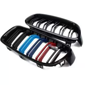 Front Grilles suitable for BMW 3 F30 / F31 11-18 M4 Look with Double Grille Tri-Color Glossy Black 2 Pcs