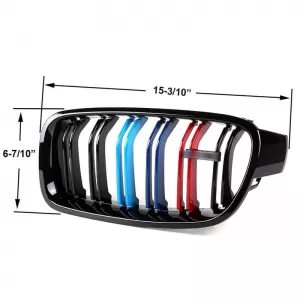 Front Grilles suitable for BMW 3 F30 / F31 11-18 M4 Look with Double Grille Tri-Color Glossy Black 2 Pcs