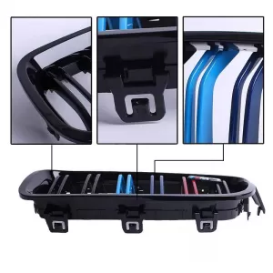 Front Grilles suitable for BMW 3 F30 / F31 11-18 M4 Look with Double Grille Tri-Color Glossy Black 2 Pcs