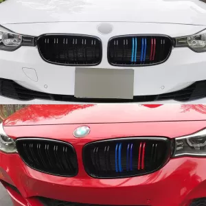 Front Grilles suitable for BMW 3 F30 / F31 11-18 M4 Look with Double Grille Tri-Color Glossy Black 2 Pcs