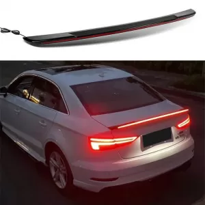Trunk Spoiler suitable for Audi A3 8VS Sedan 12-20 GT Look With Dynamic Led Flash/Stop Gloss Black From Abs Plastic