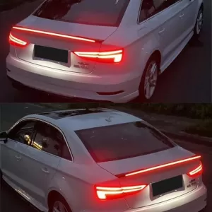 Trunk Spoiler suitable for Audi A3 8VS Sedan 12-20 GT Look With Dynamic Led Flash/Stop Gloss Black From Abs Plastic