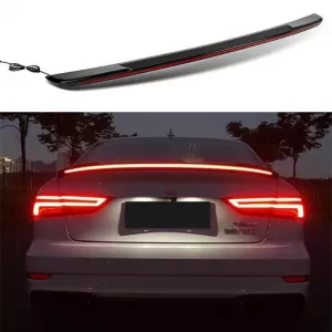 Trunk Spoiler suitable for Audi A3 8VS Sedan 12-20 GT Look With Dynamic Led Flash/Stop Gloss Black From Abs Plastic