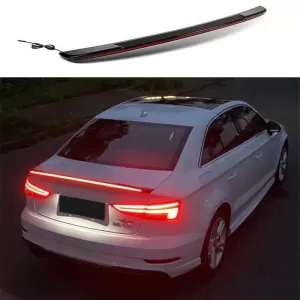 Trunk Spoiler suitable for Audi A3 8VS Sedan 12-20 GT Look With Dynamic Led Flash/Stop Gloss Black From Abs Plastic