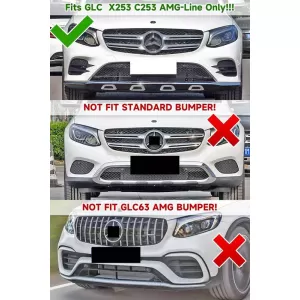 Front Spoiler suitable for Mercedes-Benz GLC C253/X253 (2016-2020) A Design-Line Glossy Black 3 Pieces-image-6341836